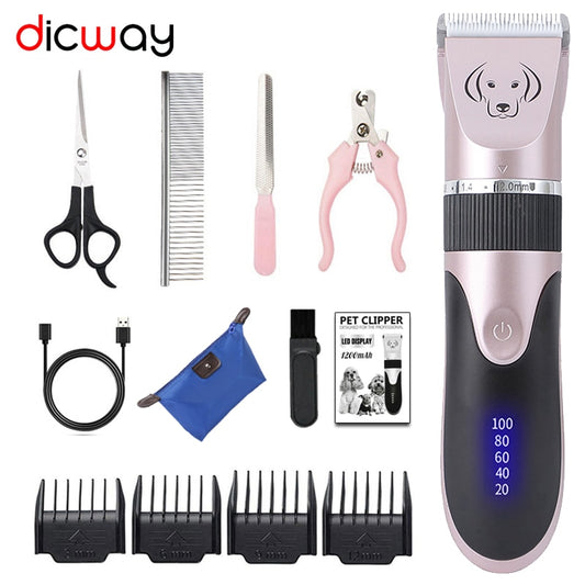 Pet Clipper Electric Pet Hair Trimmer Shaver Rechargeable Pet Dog Cat Low-Noise Hair Clipper Grooming Shaver Cut Machine Set