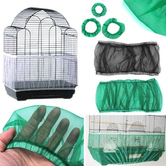 Nylon Mesh Bird Cage Cover Shell Skirt Net Easy Cleaning Seed Catcher